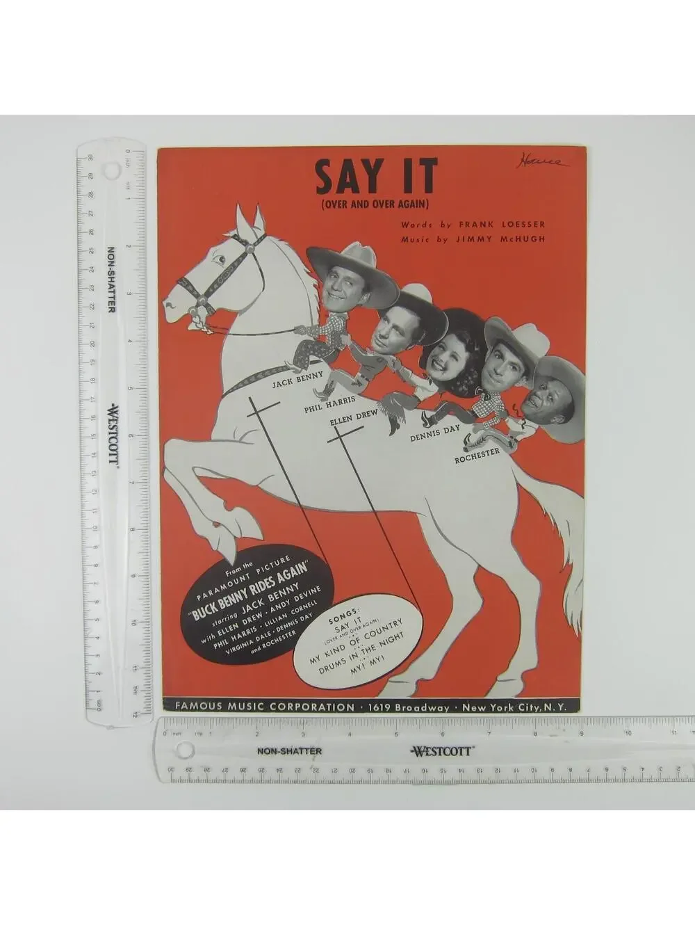 Sheet Music Say It Buck Benny Rides Again Jack Benny Ellen Drew Vintage 1946